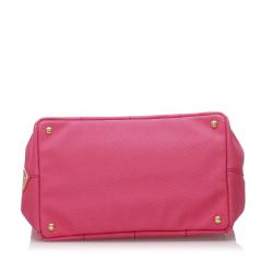 Pre Owned Prada Pink Canapa Canvas Satchel Bag