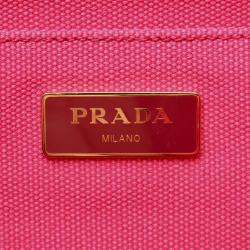 Pre Owned Prada Pink Canapa Canvas Satchel Bag