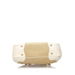 Pre Owned Prada Brown Raffia And Leather Frame Shoulder Bag