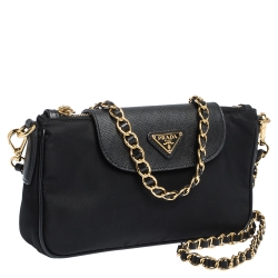 Pre Owned Prada Black Nylon and Leather Crossbody Bag
