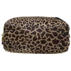 Pre Owned Prada Brown Animal Print Pony Hair Boston Bag