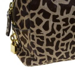 Pre Owned Prada Brown Animal Print Pony Hair Boston Bag