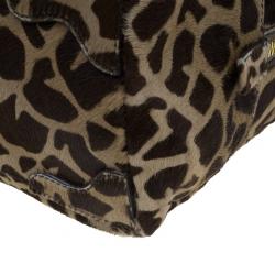 Pre Owned Prada Brown Animal Print Pony Hair Boston Bag