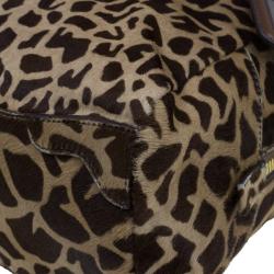 Pre Owned Prada Brown Animal Print Pony Hair Boston Bag