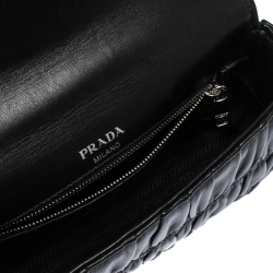 Pre Owned Prada Black Nappa Gaufre Leather Flap Chain Shoulder Bag