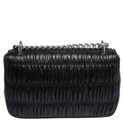 Pre Owned Prada Black Nappa Gaufre Leather Flap Chain Shoulder Bag