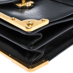 Pre Owned Prada Black Leather Cahier Flap Shoulder Bag