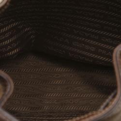 Pre Owned Prada Brown Canapa Canvas Shoulder Bag