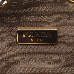 Pre Owned Prada Brown Canapa Canvas Shoulder Bag