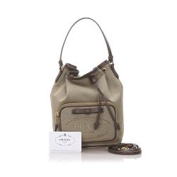 Pre Owned Prada Brown Canapa Canvas Shoulder Bag