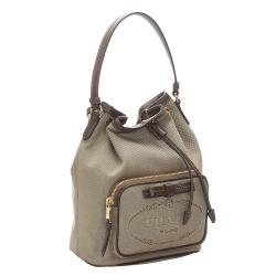 Pre Owned Prada Brown Canapa Canvas Shoulder Bag