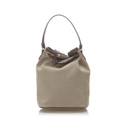 Pre Owned Prada Brown Canapa Canvas Shoulder Bag