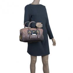 Pre Owned Prada Beige & Brown Ombre Glace Leather Zipper Satchel