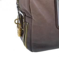Pre Owned Prada Beige & Brown Ombre Glace Leather Zipper Satchel