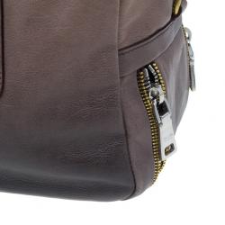 Pre Owned Prada Beige & Brown Ombre Glace Leather Zipper Satchel