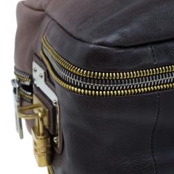 Pre Owned Prada Beige & Brown Ombre Glace Leather Zipper Satchel