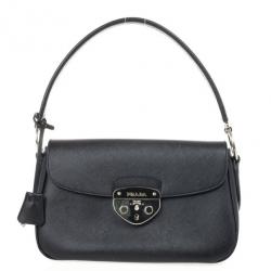 Pre Owned Prada Black Saffiano Leather Small Shoulder Bag  