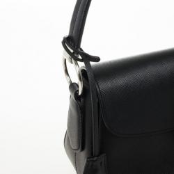 Pre Owned Prada Black Saffiano Leather Small Shoulder Bag  
