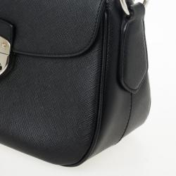 Pre Owned Prada Black Saffiano Leather Small Shoulder Bag  
