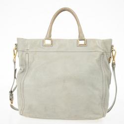 Pre Owned Prada Grey Leather Soft Top Handle Tote