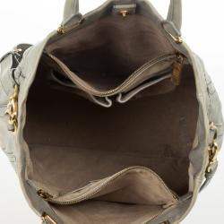 Pre Owned Prada Grey Leather Soft Top Handle Tote