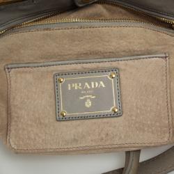 Pre Owned Prada Grey Leather Soft Top Handle Tote