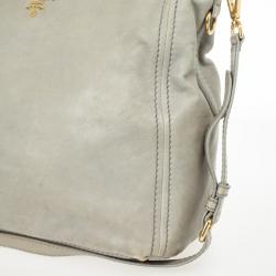 Pre Owned Prada Grey Leather Soft Top Handle Tote