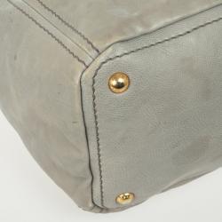 Prada Grey Leather Soft Top Handle Tote