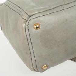 Pre Owned Prada Grey Leather Soft Top Handle Tote