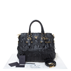Pre Owned Prada Black Gathered Leather Satchel