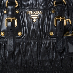 Pre Owned Prada Black Gathered Leather Satchel
