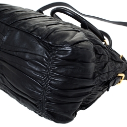 Pre Owned Prada Black Gathered Leather Satchel