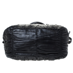 Pre Owned Prada Black Gathered Leather Satchel