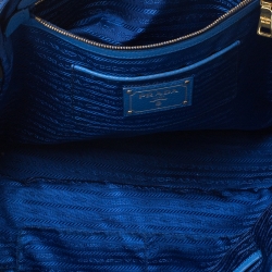 Pre Owned Prada Blue Vitello Daino Leather Satchel