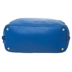 Pre Owned Prada Blue Vitello Daino Leather Satchel