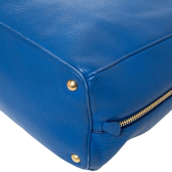 Pre Owned Prada Blue Vitello Daino Leather Satchel