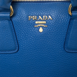 Pre Owned Prada Blue Vitello Daino Leather Satchel