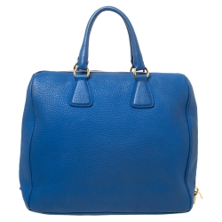 Pre Owned Prada Blue Vitello Daino Leather Satchel