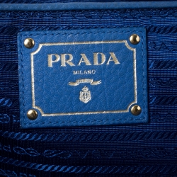 Pre Owned Prada Blue Vitello Daino Leather Satchel