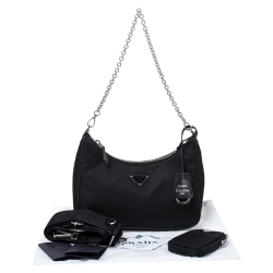 Pre Owned Prada Black Nylon Re-Edition 2005 Shoulder Bag