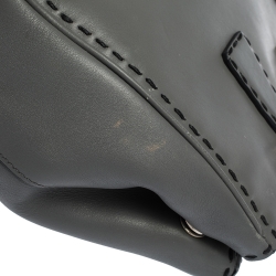 Pre Owned Prada Grey Stitched City Leather Double Zip Tote