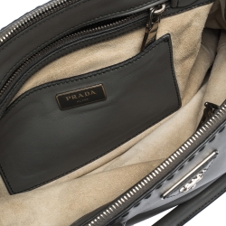Pre Owned Prada Grey Stitched City Leather Double Zip Tote