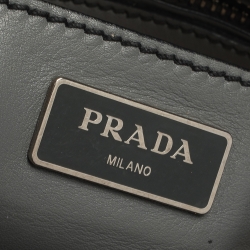Pre Owned Prada Grey Stitched City Leather Double Zip Tote
