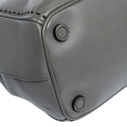 Pre Owned Prada Grey Stitched City Leather Double Zip Tote