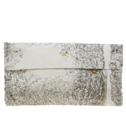 مملوكة مسبقًا حقيبة يد برادا بيج طباعة موردة قماش بسحاب كلتش