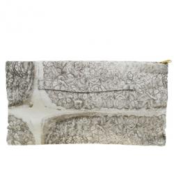 مملوكة مسبقًا حقيبة يد برادا بيج طباعة موردة قماش بسحاب كلتش