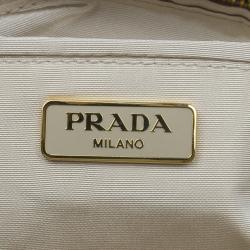 مملوكة مسبقًا حقيبة يد برادا بيج طباعة موردة قماش بسحاب كلتش