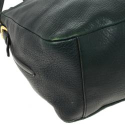 مملوكة مسبقًا Prada Dark Green Leather Logo Detail Top Handle Bag