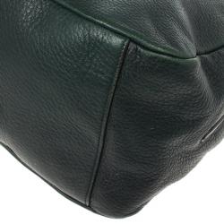 مملوكة مسبقًا Prada Dark Green Leather Logo Detail Top Handle Bag
