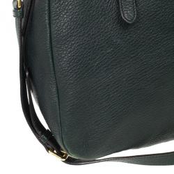 مملوكة مسبقًا Prada Dark Green Leather Logo Detail Top Handle Bag